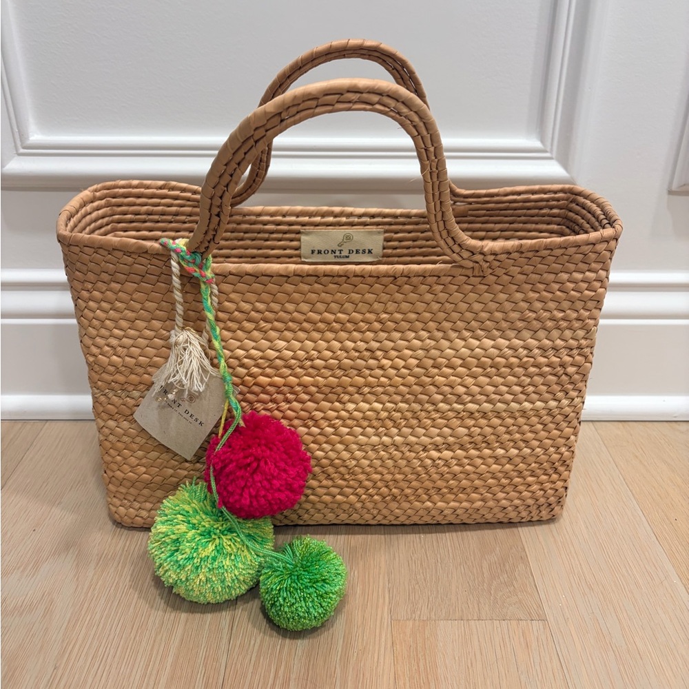Tan Woven Tote Bag